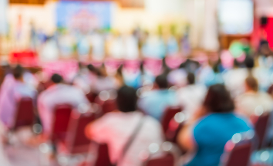 Blurred meeting in school gym