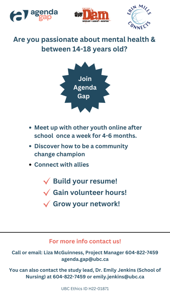 A poster advertising Agenda Gap and its potential for youth in Mississauga.